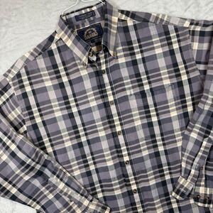 BD Baggies Mens Chatham Cloth Plaid Button Down Shirt Grey Black Tan Large